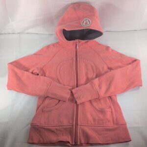 Lululemon Scuba Full Zip Hoodie Peach Pink Gray Fleece Lined Sweater Women's 8